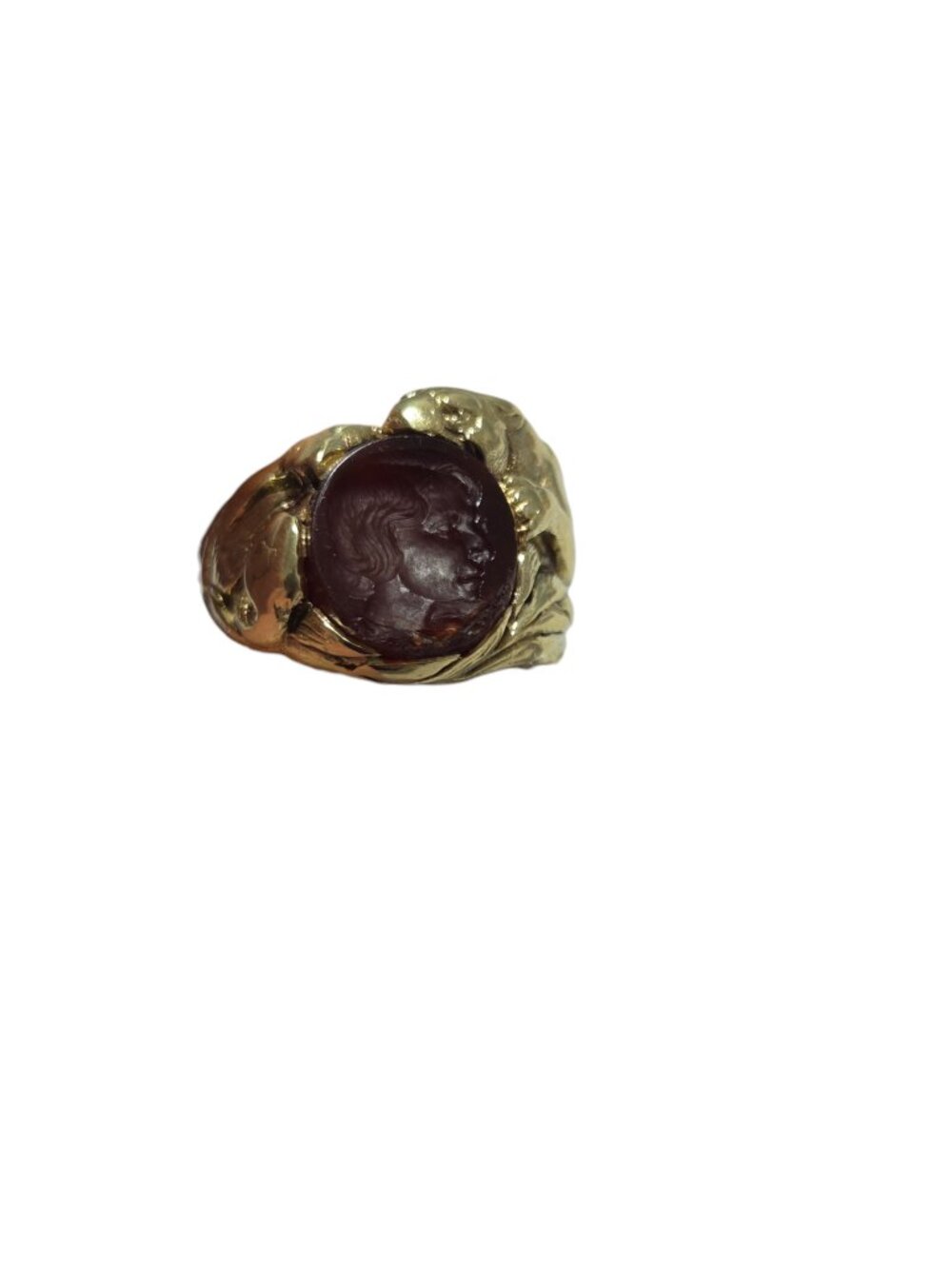 18K Yellow Gold Vintage Carnelian Intaglio Signet Ring Size 5.75 #25066